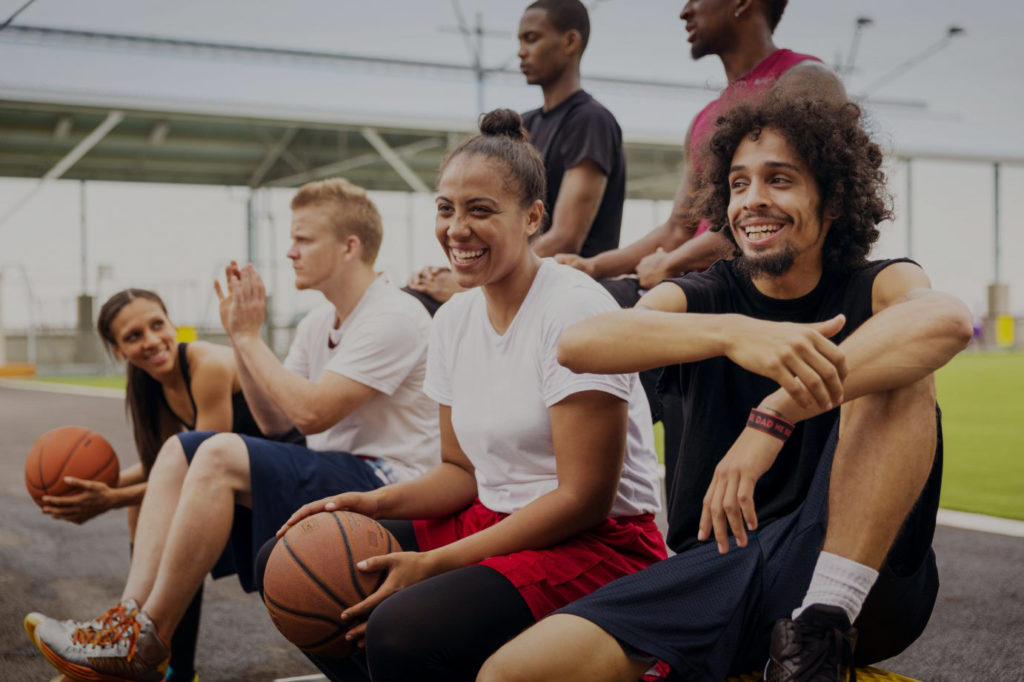 People playing basketball